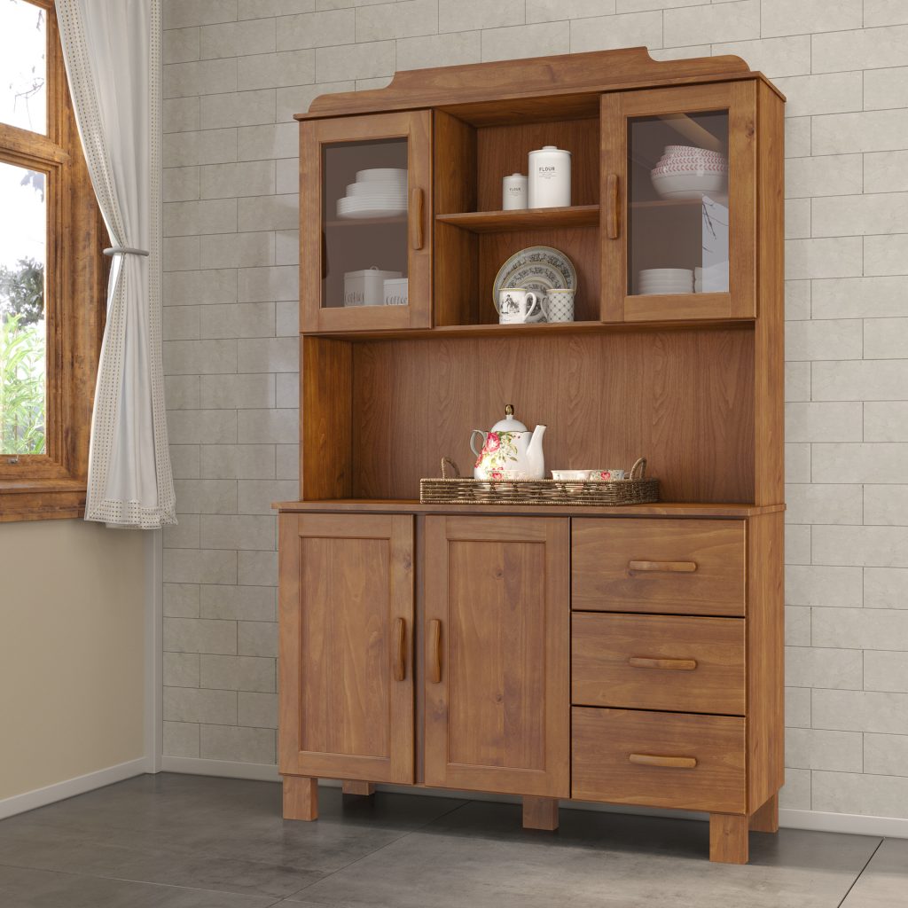 Cristaleira 4 Portas 3 Gavetas