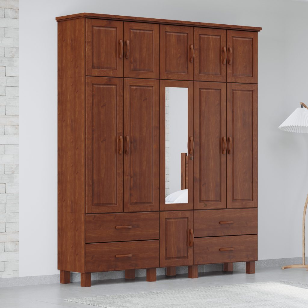 Guarda-Roupa Tripartido 11 Portas 4 Gavetas com Espelho