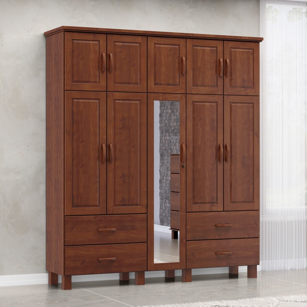 Guarda-Roupa Bipartido 10 Portas 4 Gavetas com Espelho