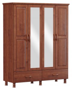 Guarda-Roupa 4 Portas 2 Gavetas com Espelho