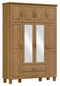 Guarda-Roupa Bipartido 8 Portas 2 Gavetas com Espelho