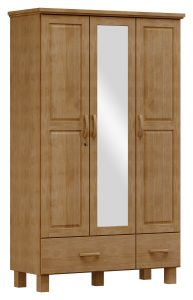Guarda-Roupa 3 Portas 2 Gavetas com Espelho