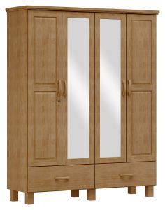 Guarda-Roupa 4 Portas 2 Gavetas com Espelho