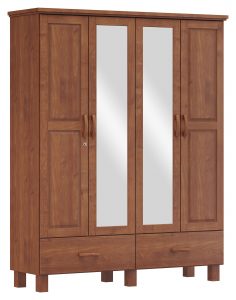 Guarda-Roupa 4 Portas 2 Gavetas com Espelho
