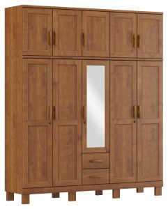 Guarda-Roupa 10 Portas 2 Gavetas com Espelho