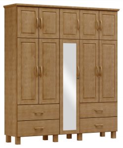 Guarda-Roupa Bipartido 10 Portas 4 Gavetas com Espelho