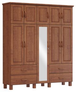 Guarda-Roupa Bipartido 10 Portas 4 Gavetas com Espelho