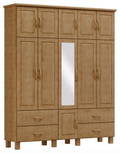 Guarda-Roupa Tripartido 11 Portas 4 Gavetas com Espelho