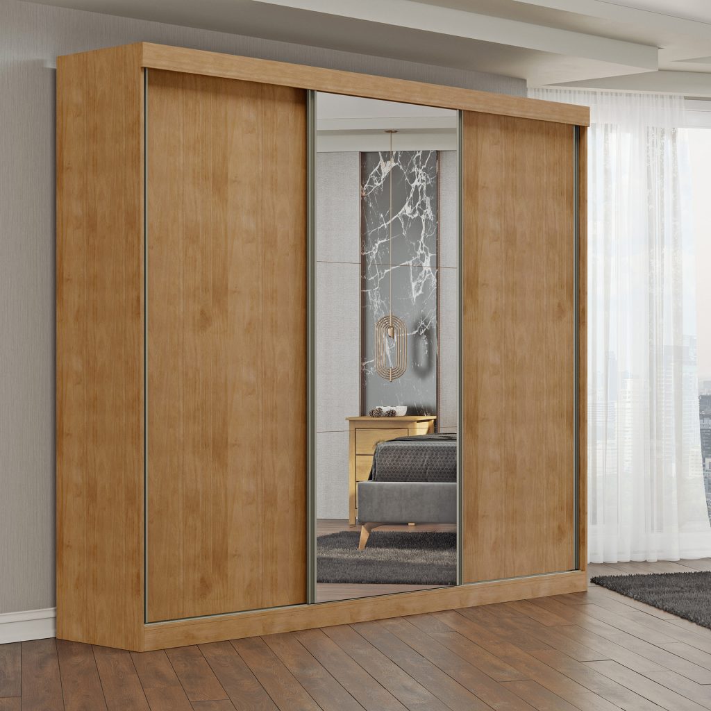 Guarda-Roupa 3 Portas de correr com espelho