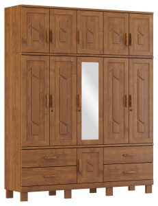 Guarda-Roupa Tripartido 11 Portas 4 Gavetas com Espelho