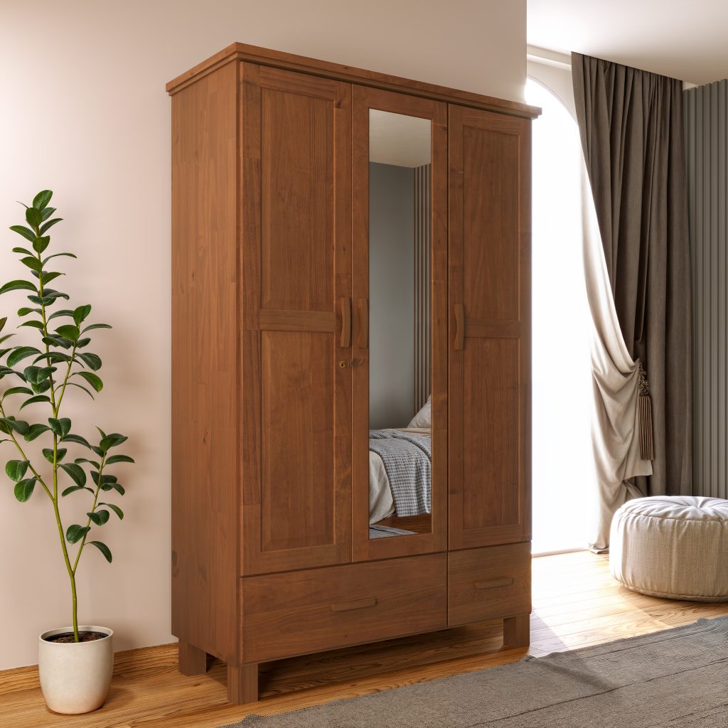 Guarda Roupa 3 Portas 2 Gavetas com Espelho