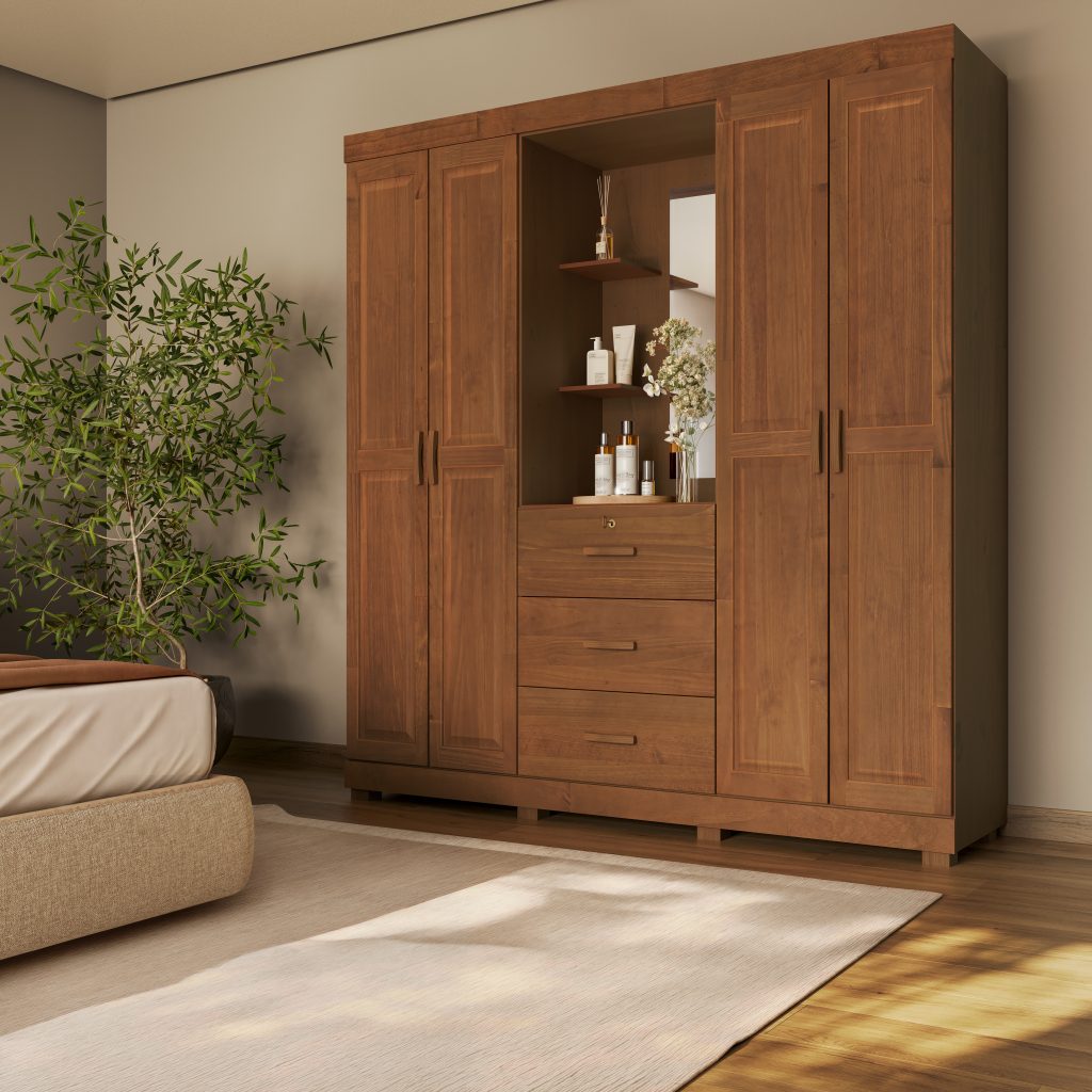 Guarda Roupa Capela 4 Portas 3 Gavetas com Espelho