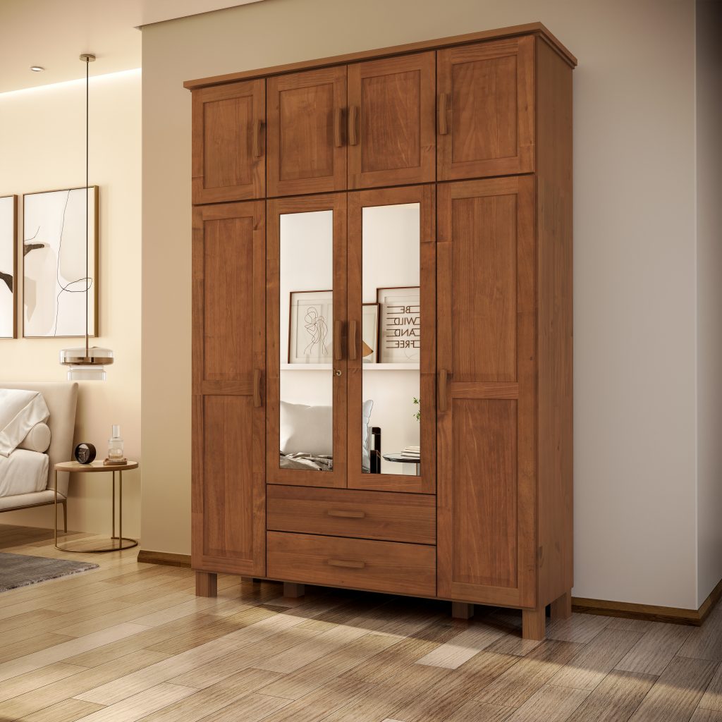 Guarda Roupa Bipartido 8 Portas 2 Gavetas com Espelho