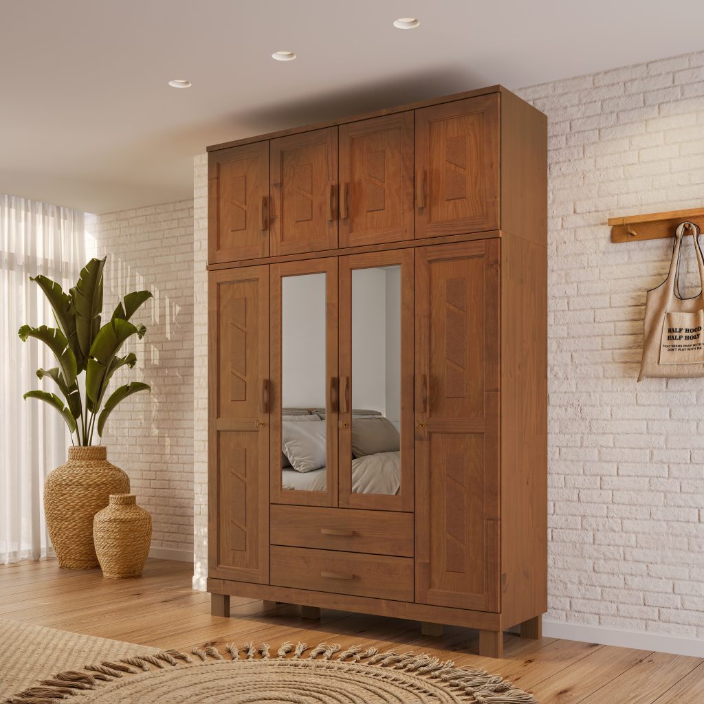 Guarda-Roupa 8 Portas 2 Gavetas com Espelho