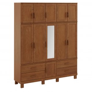 Guarda-Roupa Tripartido 11 Portas 4 Gavetas com Espelho